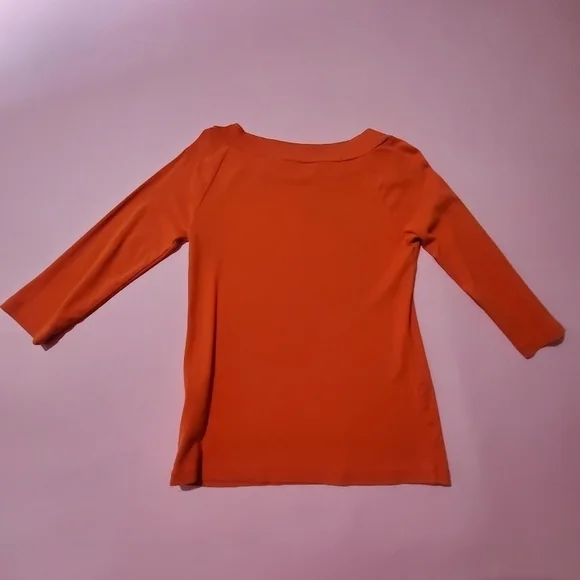 🧡 Jones New York Sport Vintage Y2K Bright Orange 3/4 Length Sleeves Knit - Picture 5 of 8